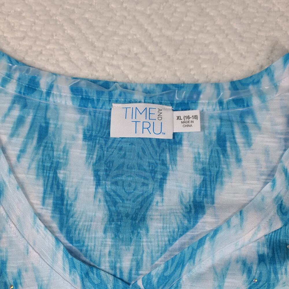 Time and Tru Boho Vibrant Vacation resort wear Shirts Size XL Flowy dopamine - Picture 13 of 16